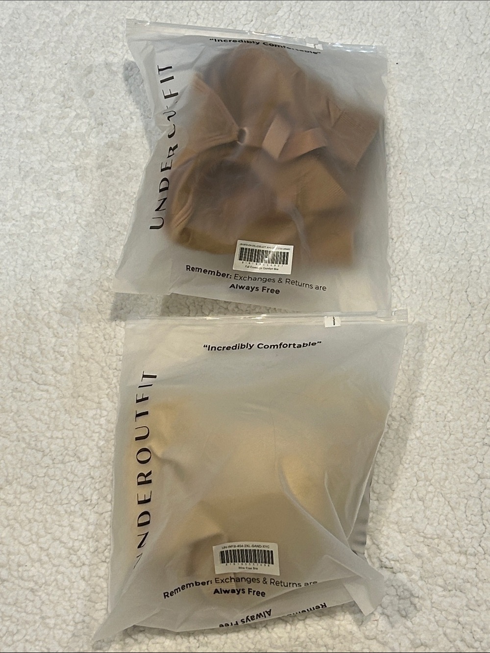 Underoutfit 454 Full Coverage Comfort Bras (2) Sand and Coffee size 2XL
